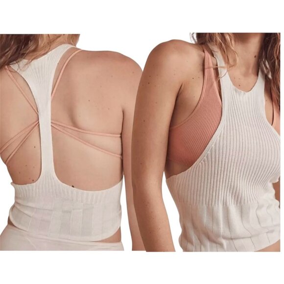 Free People Intimately Switch It Up Camisole Sweater Ivory Tank Top Medium - Picture 1 of 11